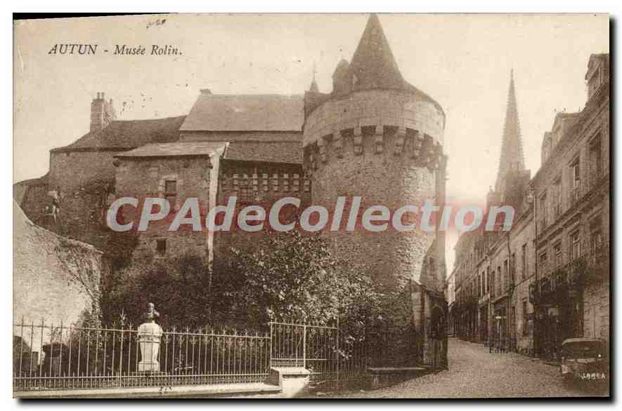 Autun - Musée Rolin. — Vue du château avec tour ronde et église — éditeur LONSEA - Anverso