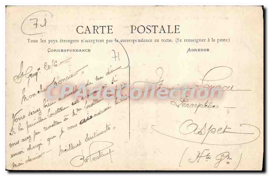CPA Saint Gengoux Le National  — Verso