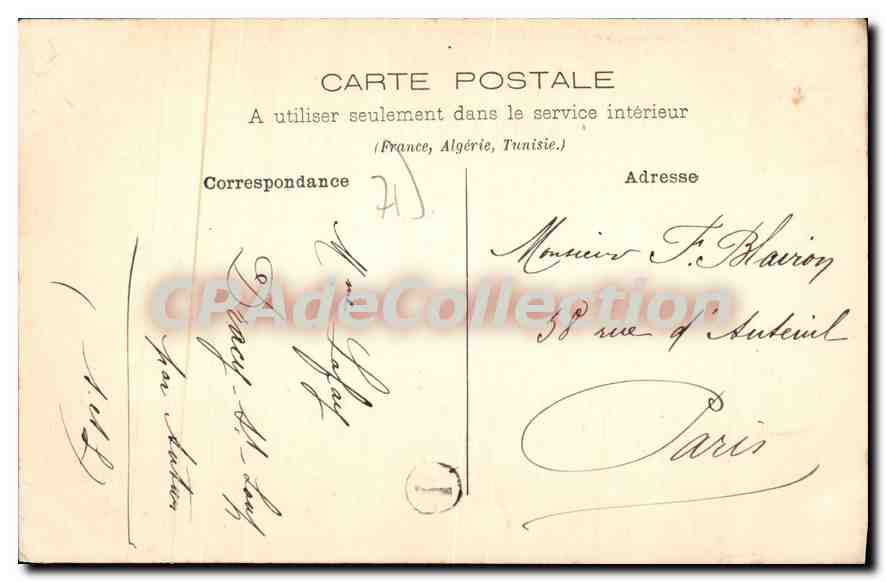 Autun — Tempel des Janus — Vintage Postcard/Antike Ansichtskarte — Rückseite