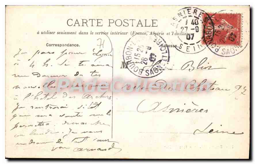 Bourbon-Lancy — Établissement Thermal de l'Hospice d'Aligre — Paul Borgey, édit. — Verso