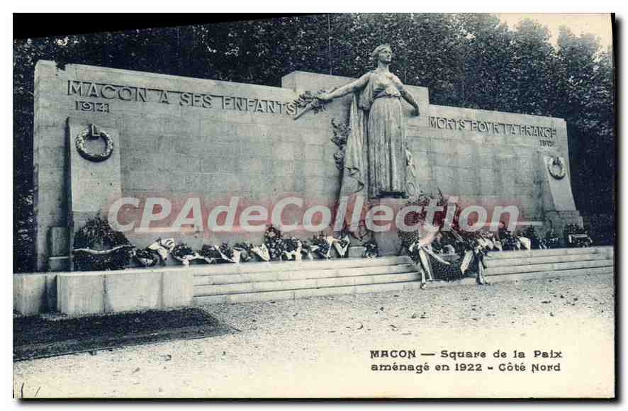 Macon à ses enfants — Monument aux morts de la guerre 1914-1918 — Square de la Paix, côté Nord