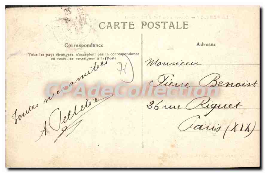 Le Creusot — Caserne du 29e d'Infanterie — Éditeur : Ch. Martel, Le Creusot — Verso