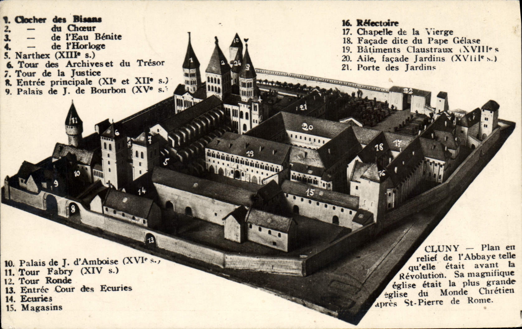 Cluny — Plan en relief de l'Abbaye telle qu'elle était avant la Révolution