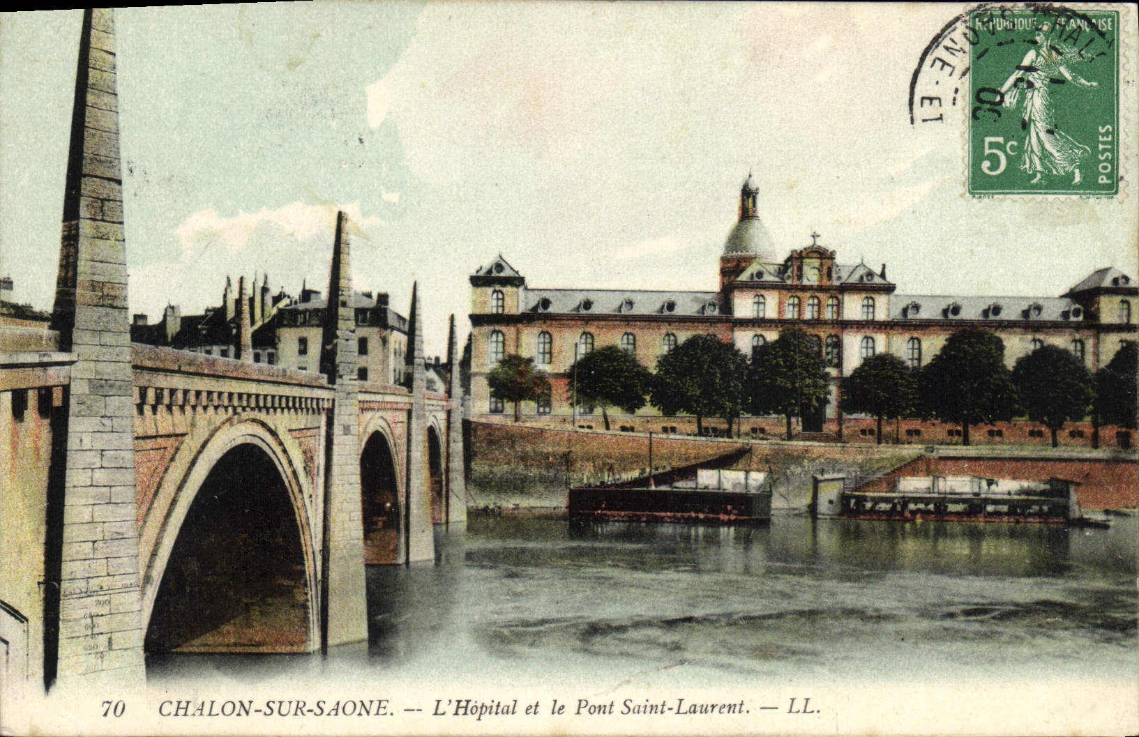 Chalon-sur-Saône — L'Hôpital et le Pont Saint-Laurent — LL.