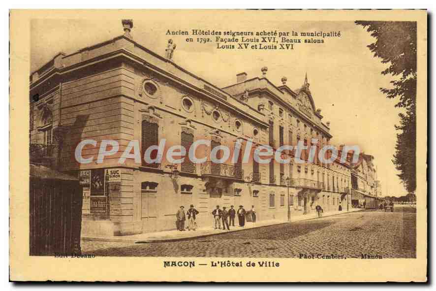 Macon — Das Rathaus — Ehemaliges Herrenhaus, das 1792 von der Gemeinde gekauft wurde. Fassade Louis XV und Louis XVI. Fot. Combier, Macon.