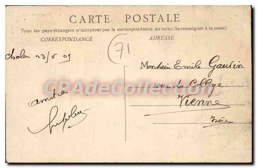Chalon-sur-Saône — Ansicht von den Krankenhausfarmen — B.F. Französisch Republik — Rückseite