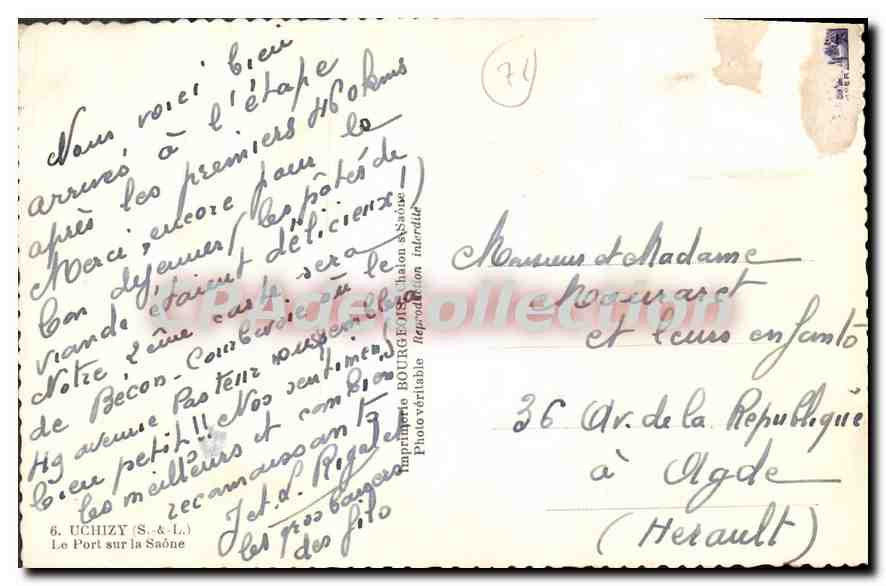CPA Uchizy Le Port sur la Saone  — Verso