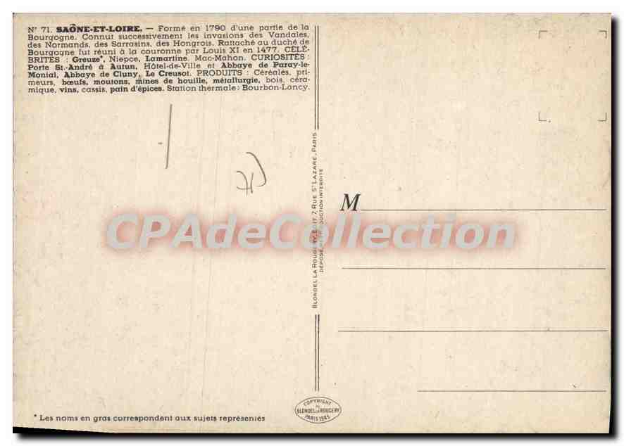 CPSM Saone et Loire La Martine  — Verso