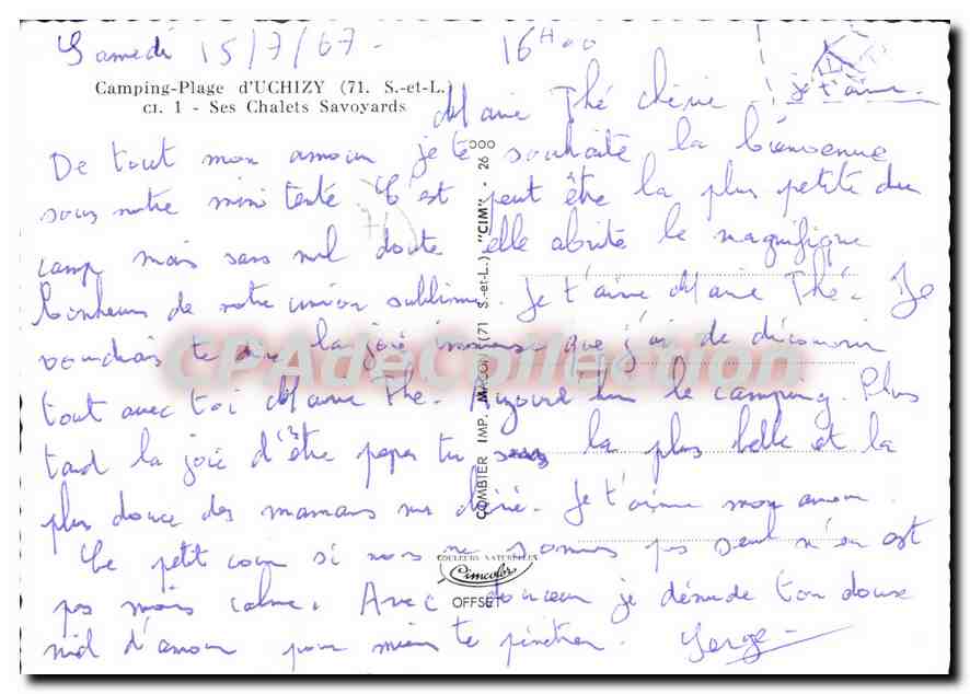 CPSM Camping Place d'Uchizy Ses Chalets Savoyards  — Verso