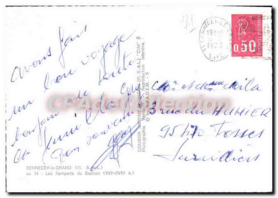 CPSM Sennecy le Grand Les Remparts du Bastion  — Verso