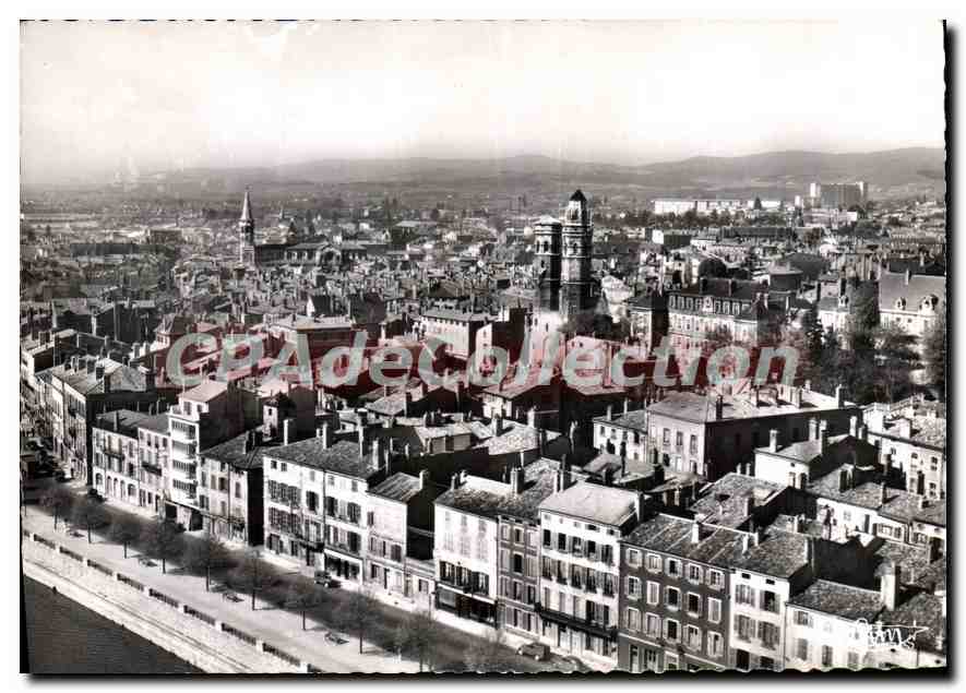 Halbmoderne Ansichtskarte Macon S und L Luftbild des Nordviertels Alt St Vincent und der Präfektur Im Hintergrund Cit