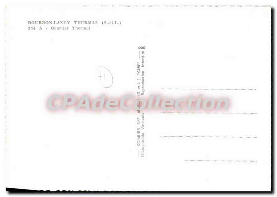 CPSM Bourbon Lancy Thermal S et L Quartier Thermal  — Rückseite
