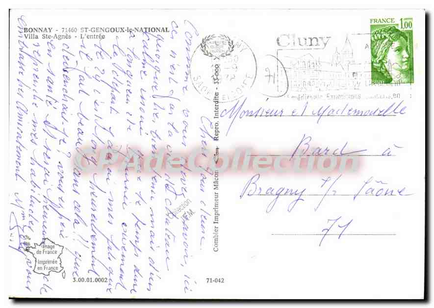 CPSM Bonnay St Gengoux le National Villa Ste Agnes L'entree — Back