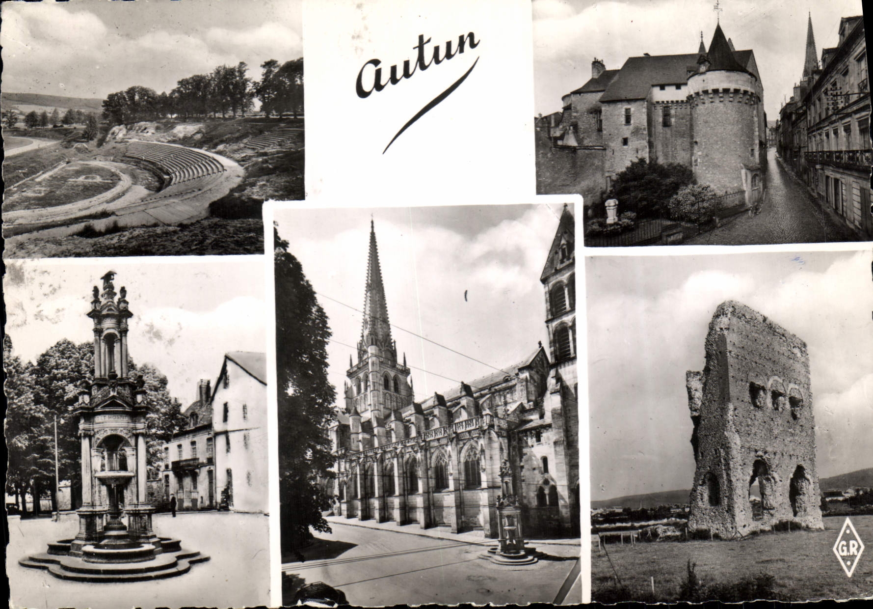 Autun — Collage historischer Sehenswürdigkeiten — Éditions Géhair, Paris - Vorderseite
