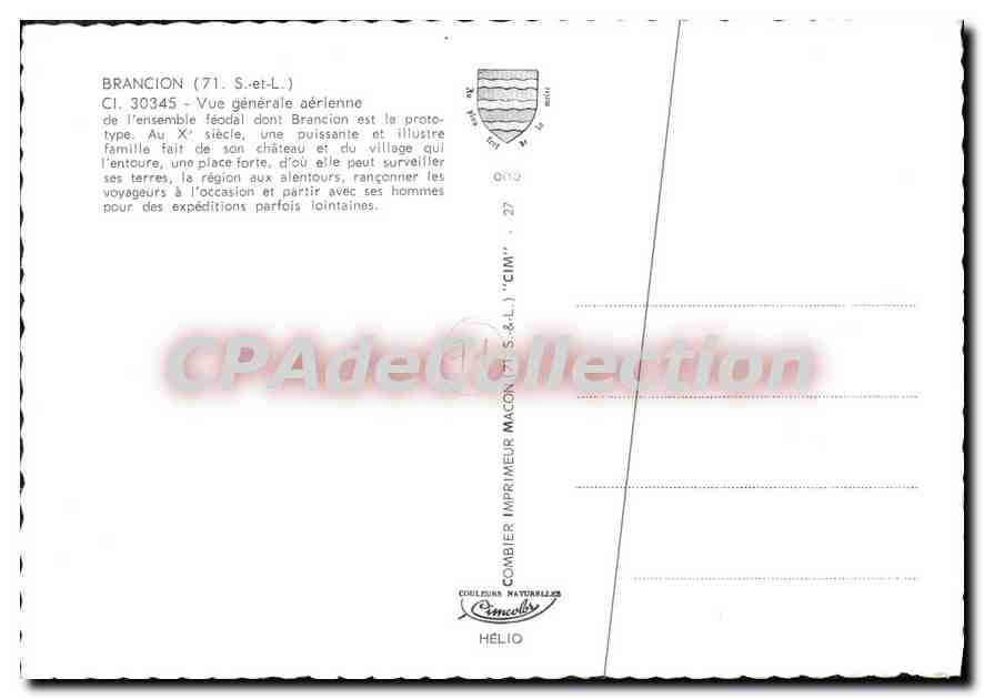 CPSM Brancion S et L Vue generale aerienne de l'ensemble feocial dont Brancion est la prototype  — Rückseite