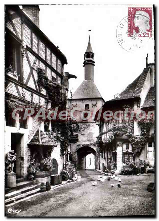 CPSM Bourbon Lancy Thermal S et L Le Beffroi et la Maison de Bois 