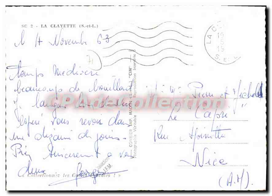 CPSM La Clayette S et L  — Verso