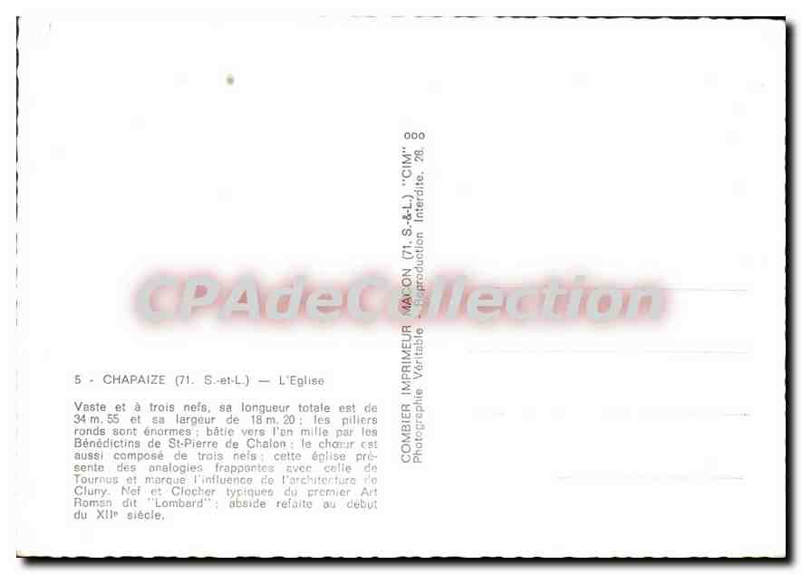 CPSM Chapaize S et L L'Eglise Vaste et a trois nefs  — Back