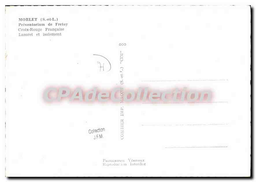 CPSM Morlet S et L Preventorium de Fretoy Croix Rouge Francaise Lazoret et isolement  — Rückseite