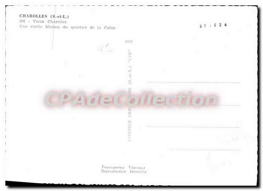 CPSM CHAROLLES Vieux Charolles Une vieille Maison du quartier de la Catin  — Rückseite