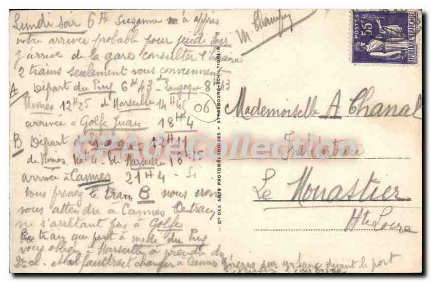 CPA GOLFE JUAN Le Boulevard de la Plage  — Verso