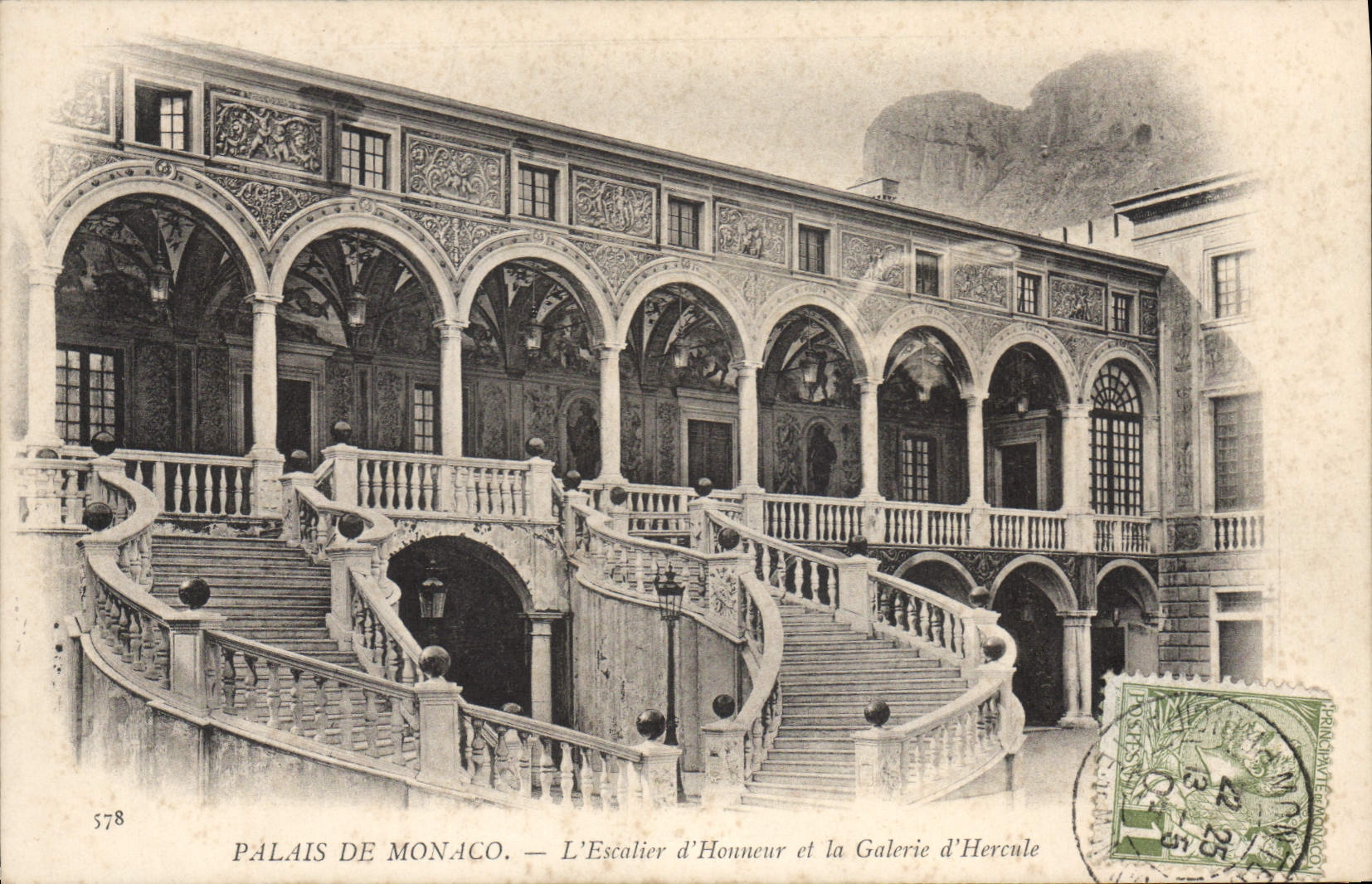 Palais de Monaco — L'Escalier d'Honneur et la Galerie d'Hercule — Éditeur Paris — N° 578