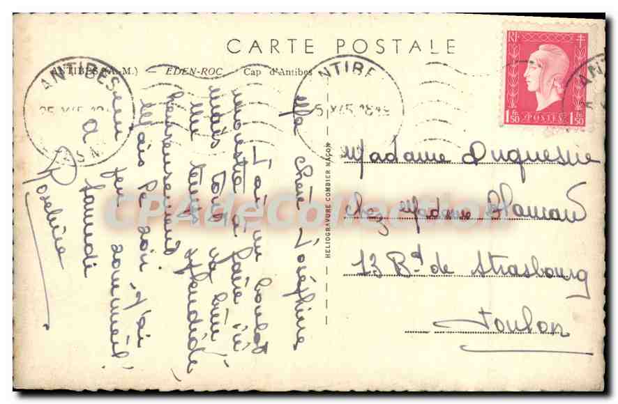 Cap d'Antibes — Vue du Cap d'Antibes — Hellogravure Combier — Reverso