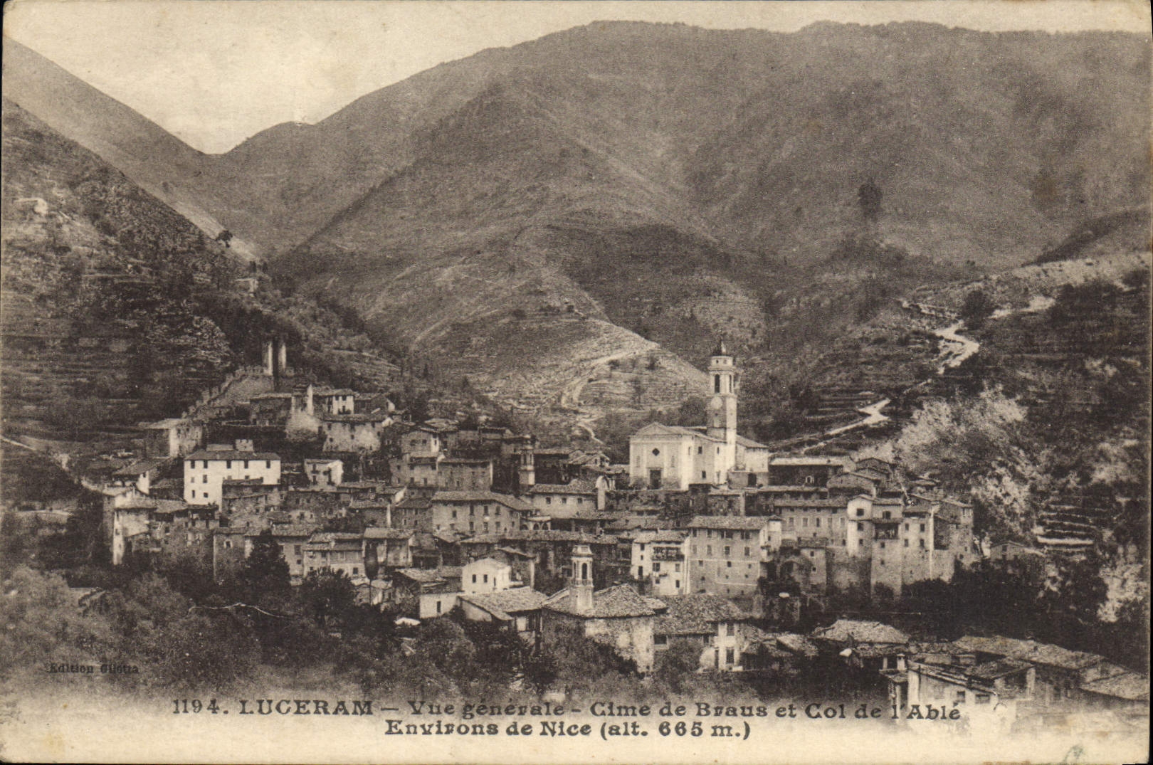 CPA LUCERAM Vue generale Cime de braus et col de l’Able environs de NICE 