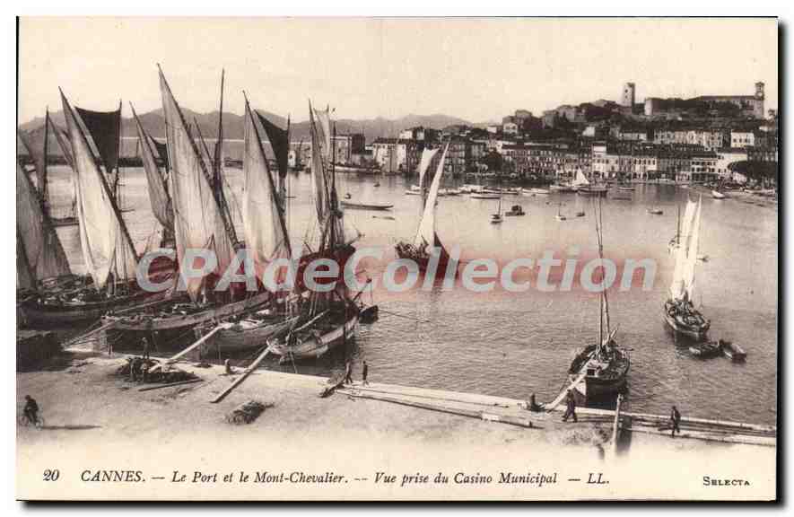 CPA CANNES le port et le mont chevalier vue prise du casino municipal 