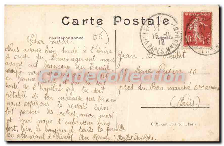 Villefranche-sur-Mer — Vue panoramique — S.R.A. n°1605 — Verso