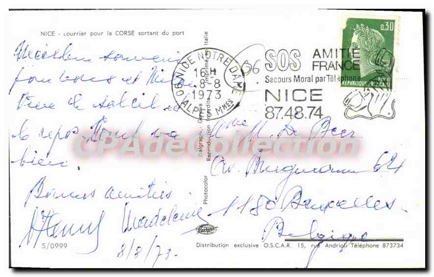 CPA NICE courier pour la corse sortant du port  — Rückseite