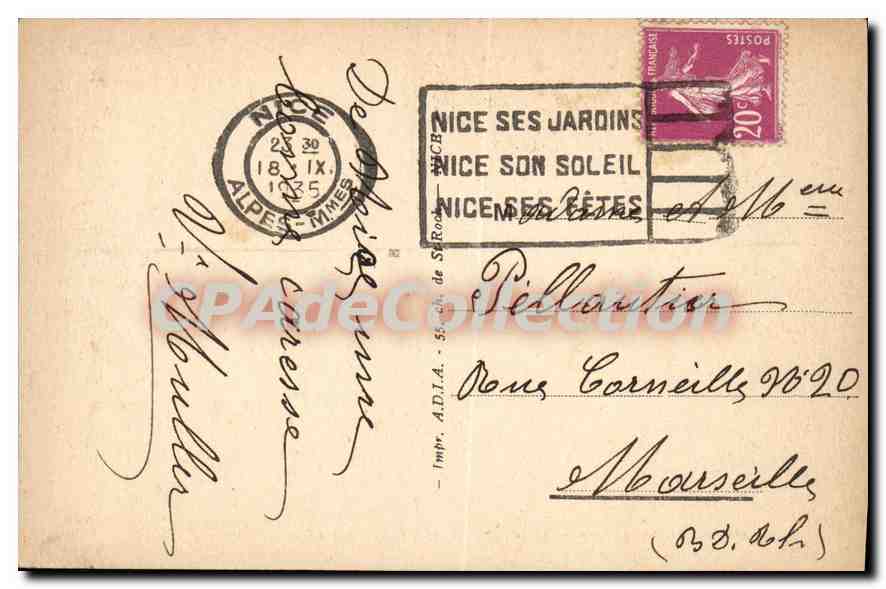 NICE — Avenue de la Victoire et l'Église Notre-Dame — Impr. ADIA, série 187 — Reverso