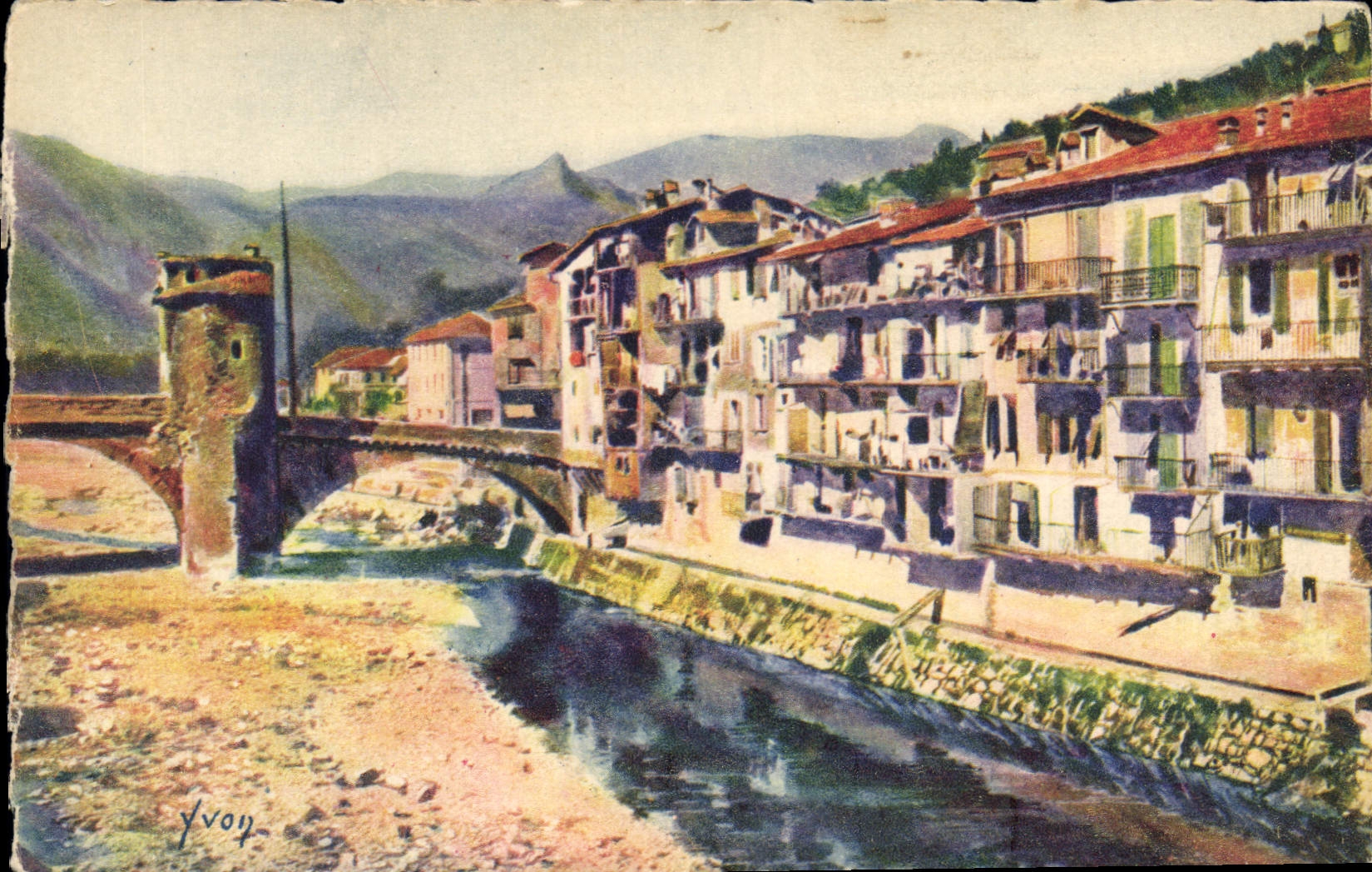 Sospel — Vieilles maisons sur la Bévéra — Éditions d'Art Tyvon
