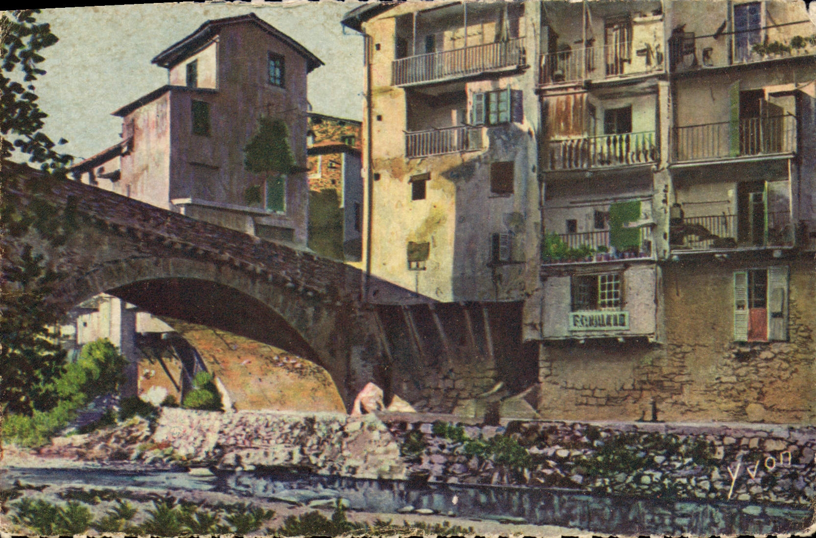 Sospel (Alpes-Maritimes) — Vieilles maisons sur la Bévéra — Édition d'Art Yvon