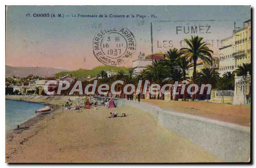 Cannes (A.M.) — La Promenade de la Croisette et la Plage — Pl..