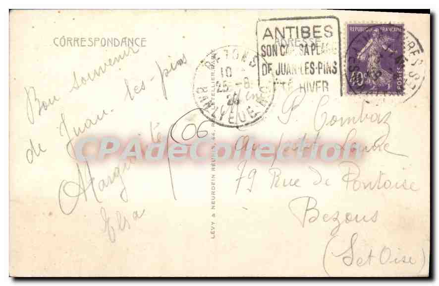 CPA Juan les Pins Baigneurs sur la plage  — Verso