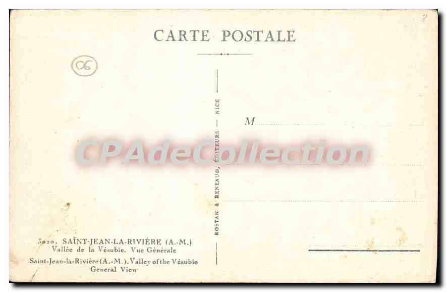 CPA Saint Jean la Riviere A M Vallee de la Vesubie vue generale  — Rückseite