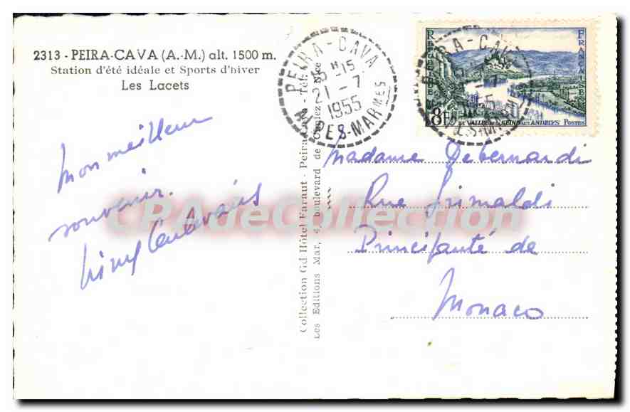 CPA Peira Cava A M station d'ete ideal et sports d'hiver les Lacets  — Verso