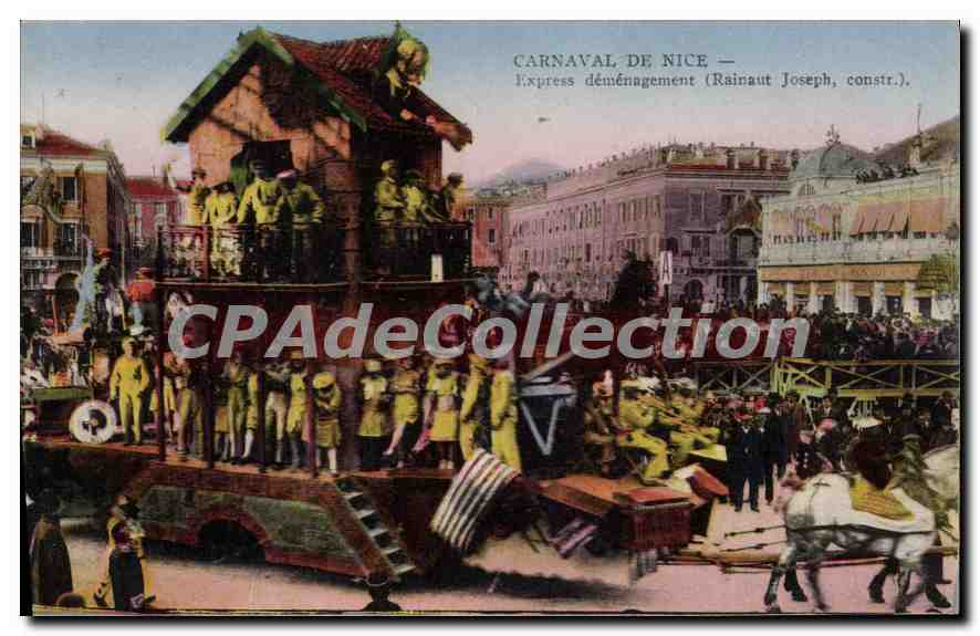 CPA Carnaval de Nice express demenagement Rainaut Joseph constr 