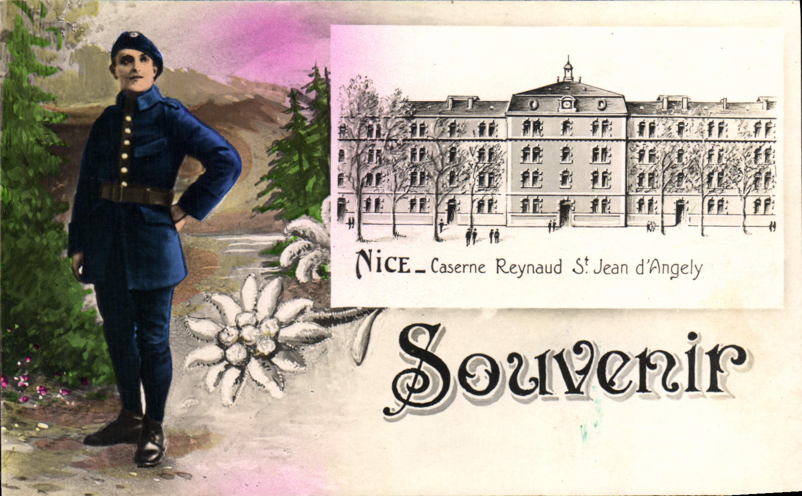 Soldat en uniforme — Caserne Reynaud, Saint-Jean-d'Angély, Nice — Souvenir