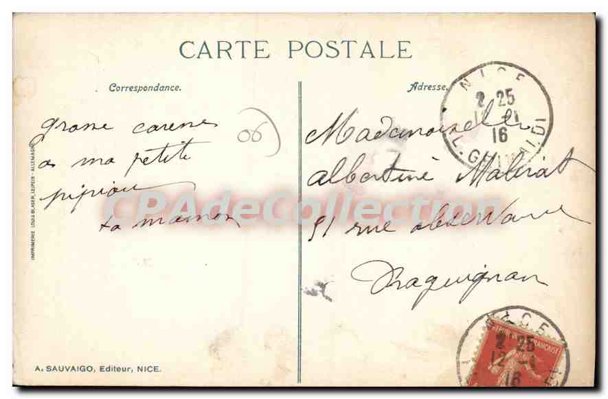 CPA Bouquetiere de la Cote d'Azur  — Verso
