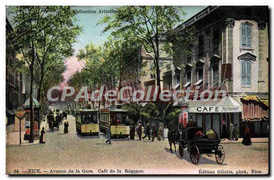 CPA Nice Avenue de la Gare cafe de la Regence 