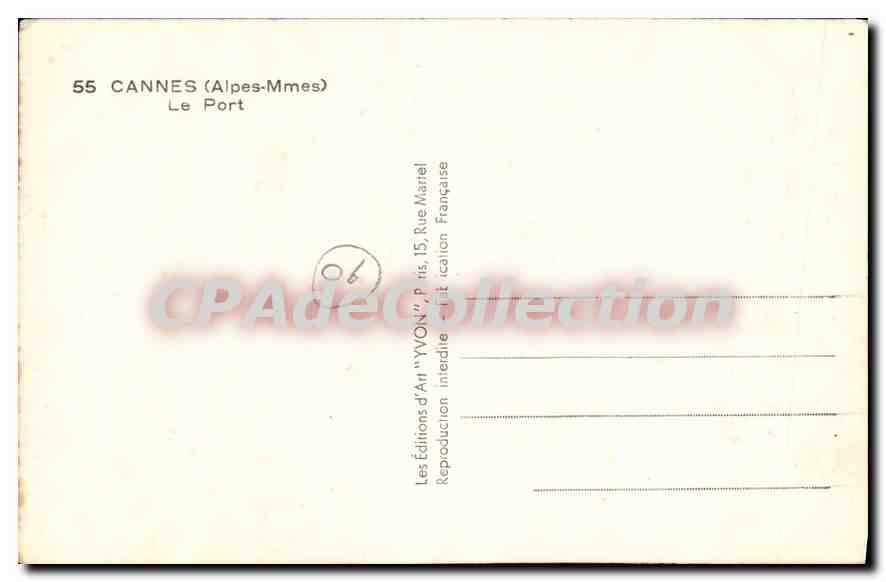 CPA Cannes Alpes Le Port  — Rückseite