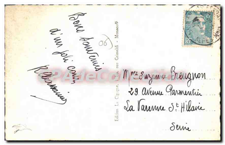 Saint-Jean-Cap-Ferrat — Blick auf Saint-Jean und die Pointe de Saint-Hospice — Edition La Cigogne — Rückseite