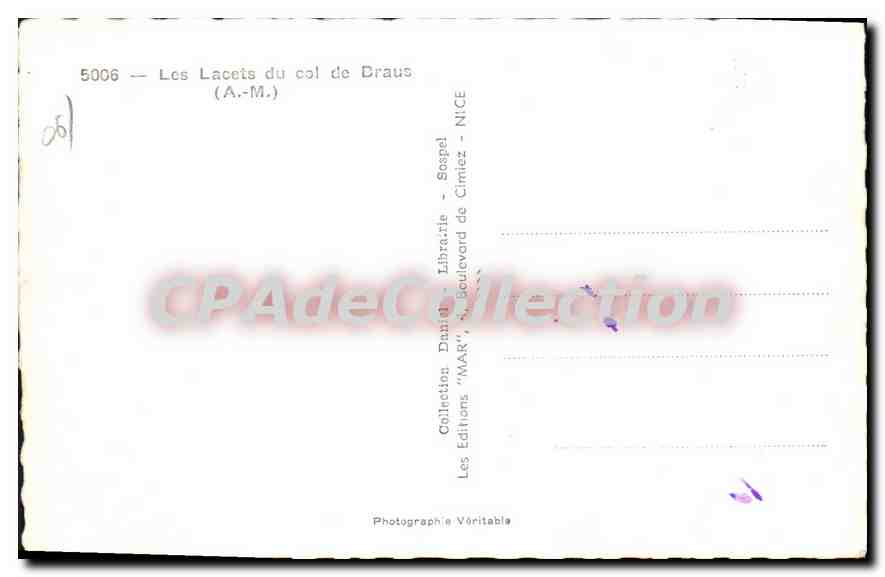 CPA Les Lacets du Col de Braus  — Verso