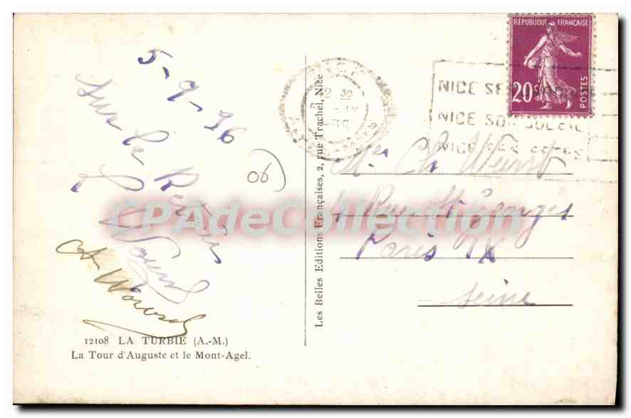 La Tour d'Auguste et le Mont-Agel — éditeur B.E.F. n°12108 — Reverso