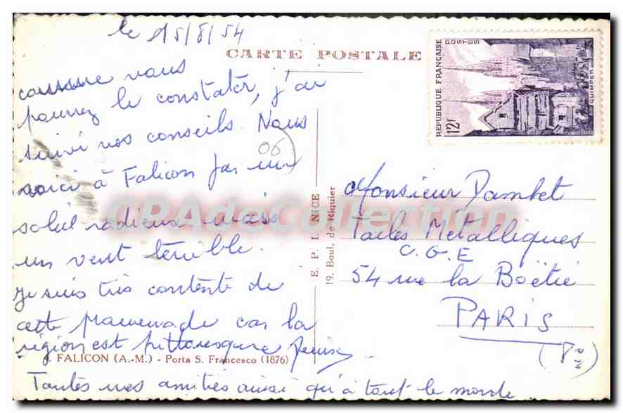 CPA Falicon porta francesco 1876 — Verso
