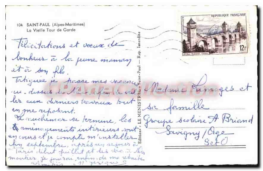Saint-Paul (Alpes-Maritimes) — Tour de Garde — Éditions Le Menestre — Verso