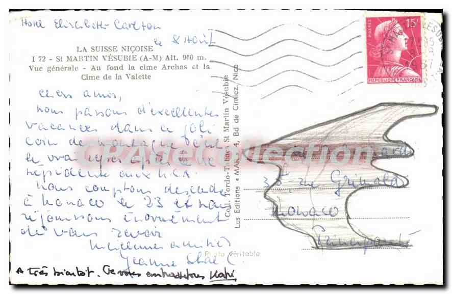 CPA La Suisse Nicoise St Martin Vesubie vue generale au fond la Cime Archas et la Cime de la Valette — Reverso