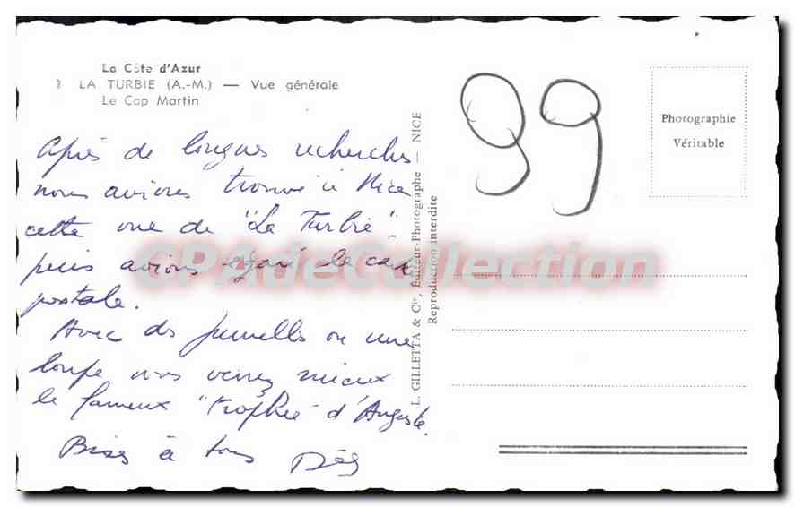 La Turbie (A.-M.) — Vue générale — Le Cap Martin — L. Gilletta & Cie, Nice — Reverso